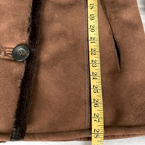 Vintage Tower by London Fog Brown Faux Suede Faux Fur Hooded Coat, Size S - Picture 16 of 16
